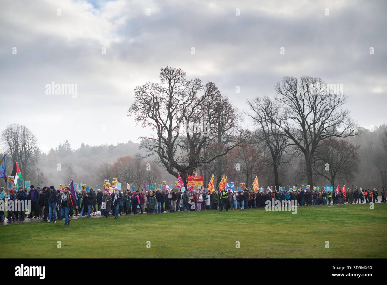 Falkirk Scotland, UK 06 December 2025. Hundreds of protesters from ...