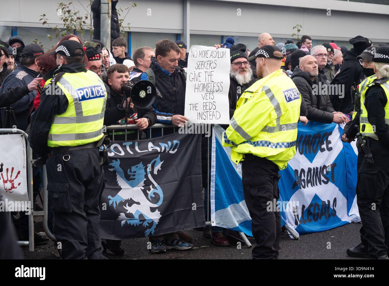 Protest In Falkirk December 6, 2025, Falkirk, Scotland, UK: Community activist group Save ...