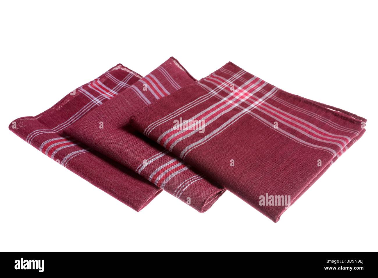 Folded handkerchiefs isolated on white. Stylish accessory Stock Photo