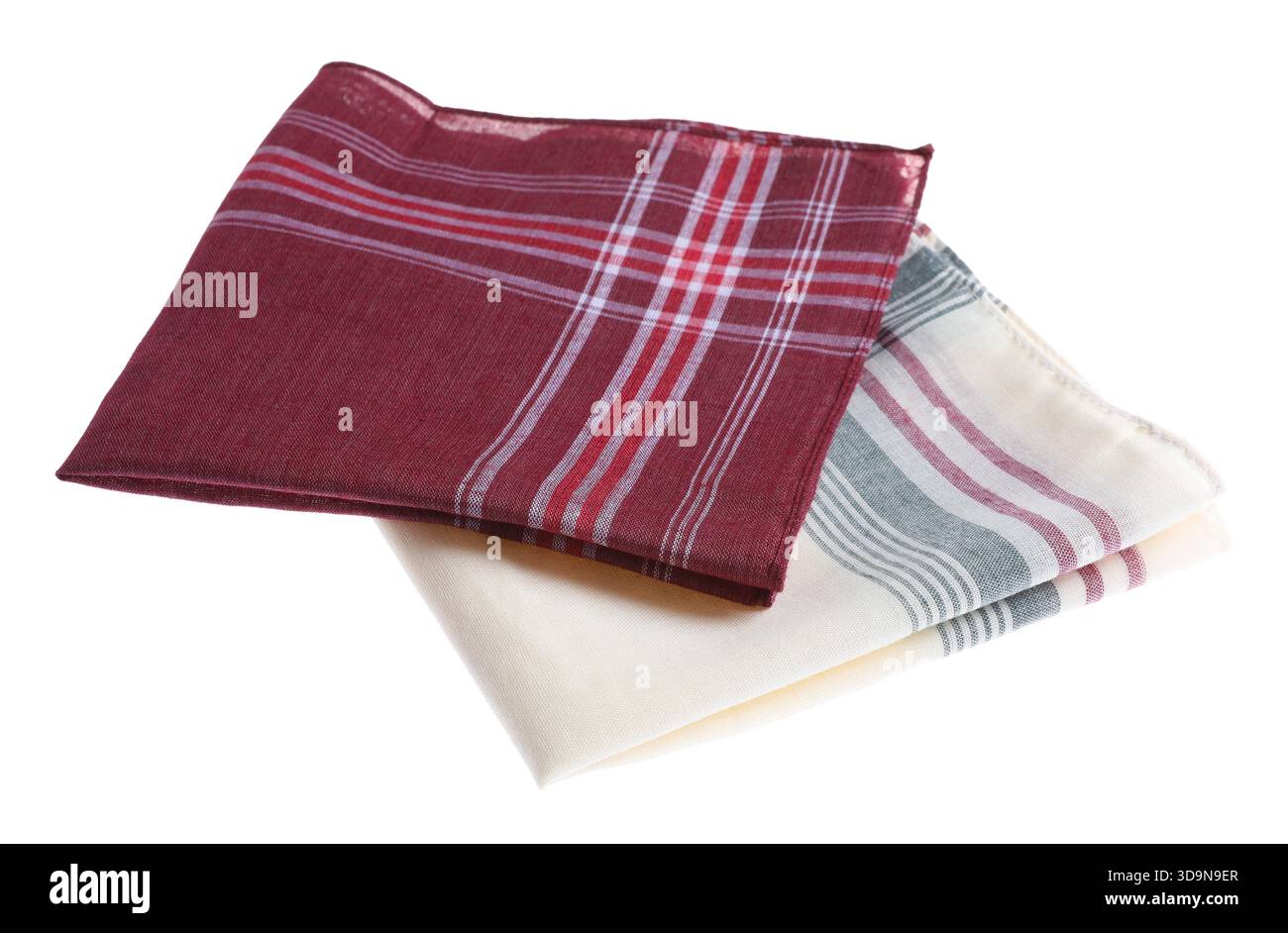Different handkerchiefs isolated on white. Stylish accessory Stock Photo