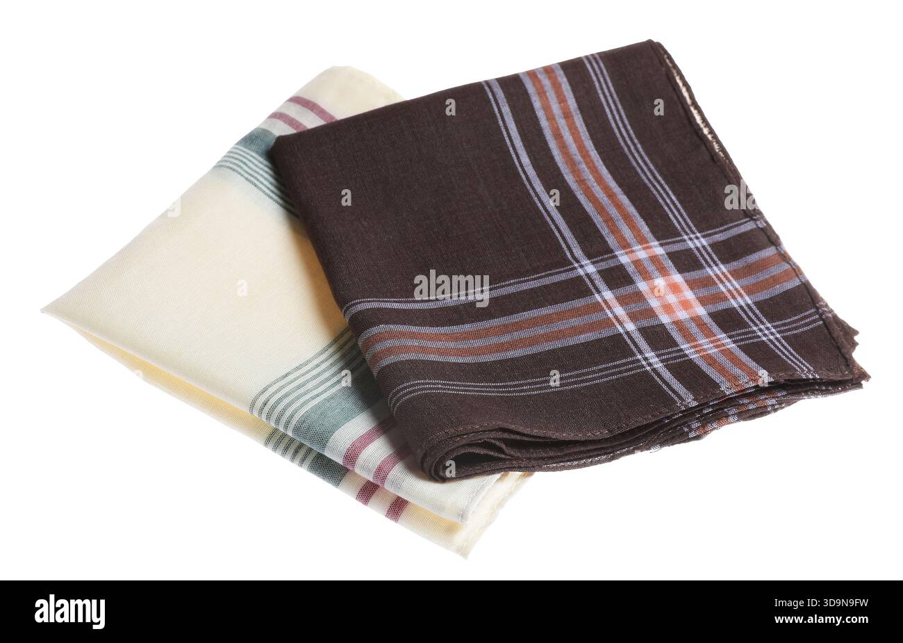 Different handkerchiefs isolated on white. Stylish accessory Stock Photo