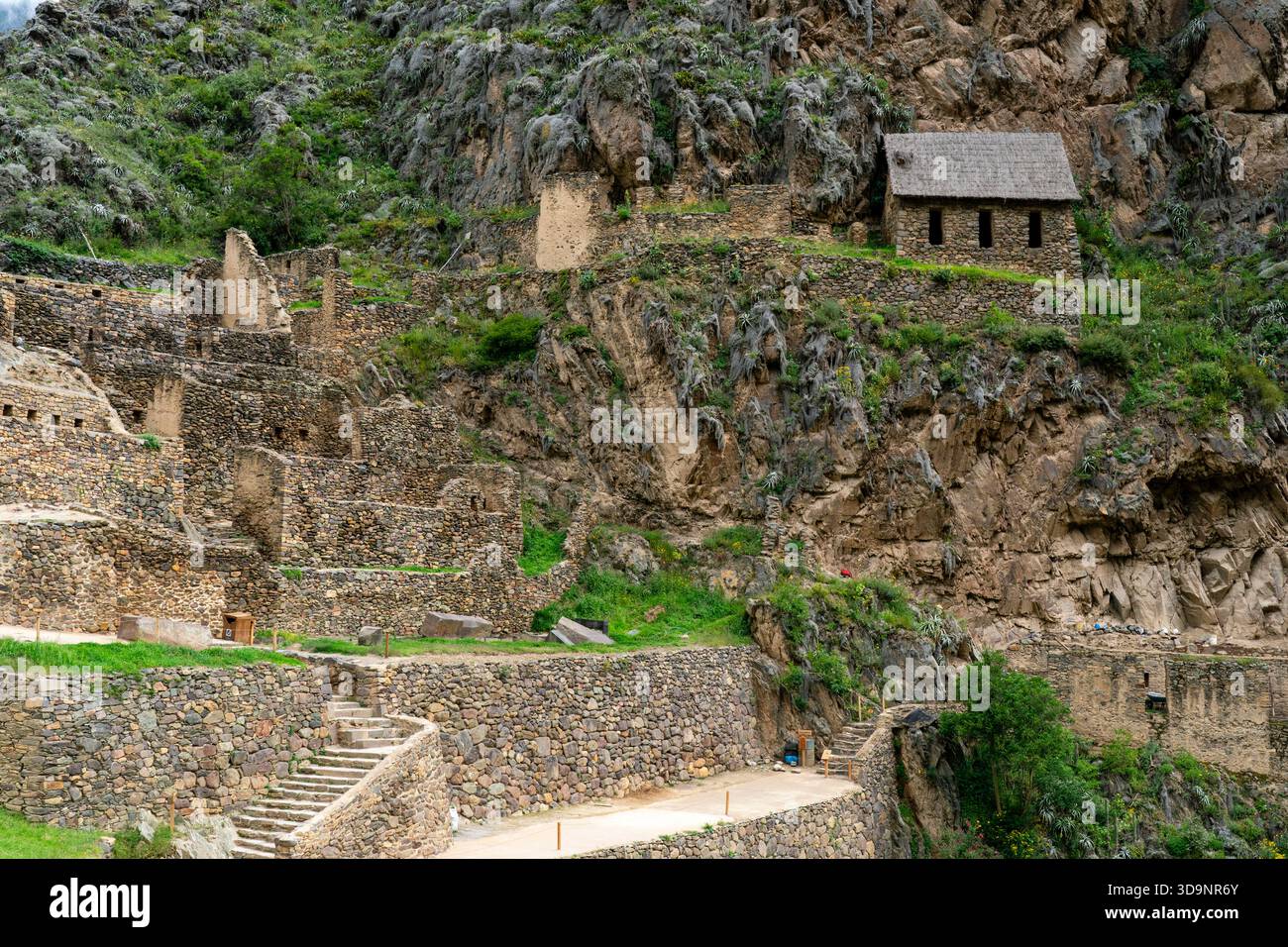 Inca archaeological site, Ollantaytambo, Peru. Stock Photo