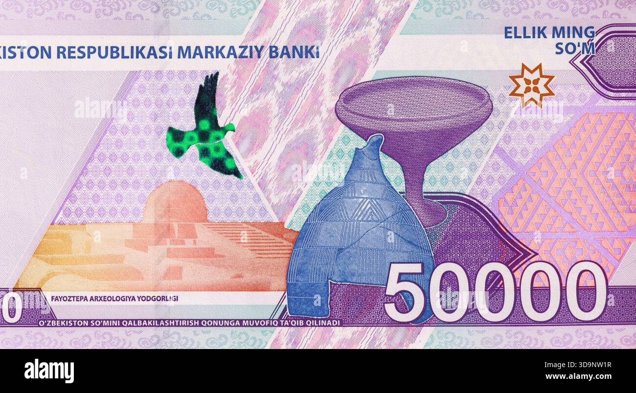 Uzbek 50000 som cash banknote approved for public monetary transactions ...