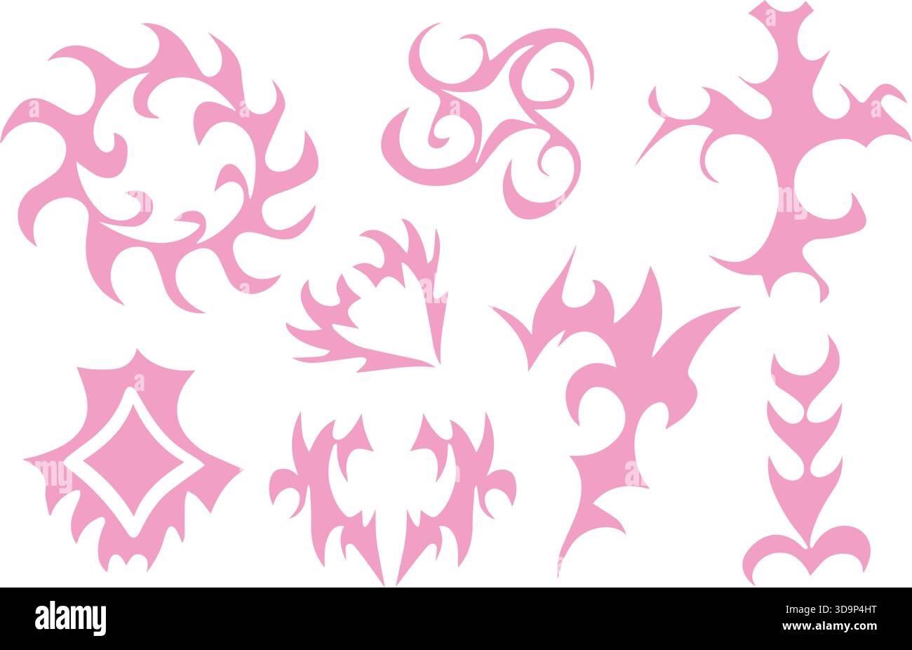 Vector isolated illustration set cybersigilism, neo tribal gothic style ...