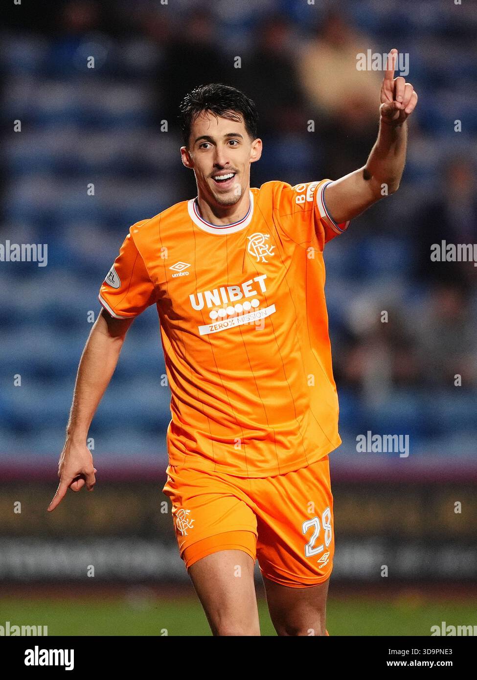 Rangers' Bojan Miovski celebrates scoring their side's second goal ...