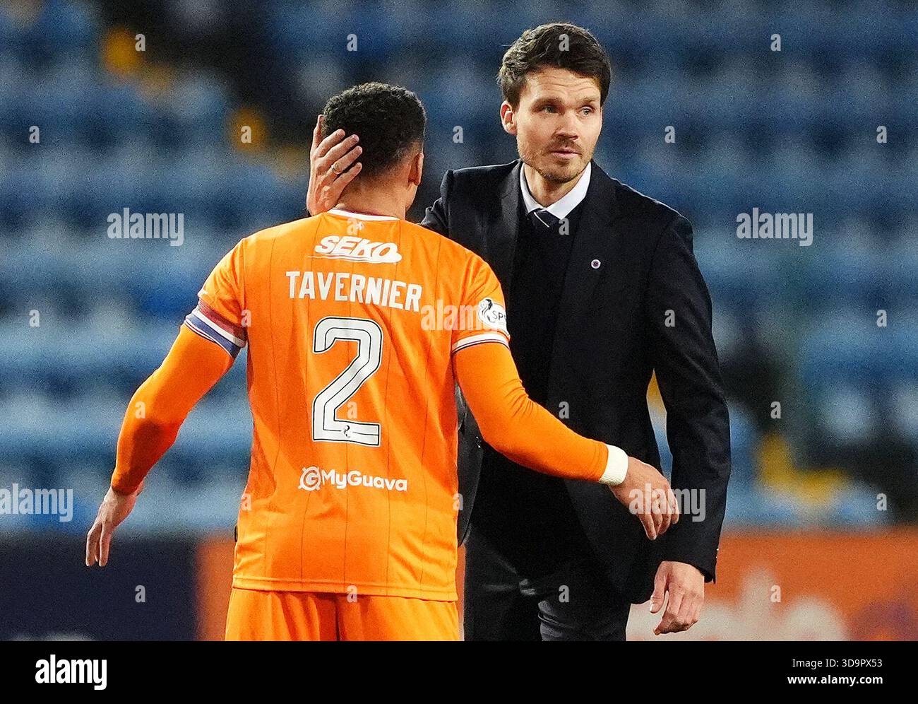 Rangers manager Danny Rohl (right) and James Tavernier after the ...