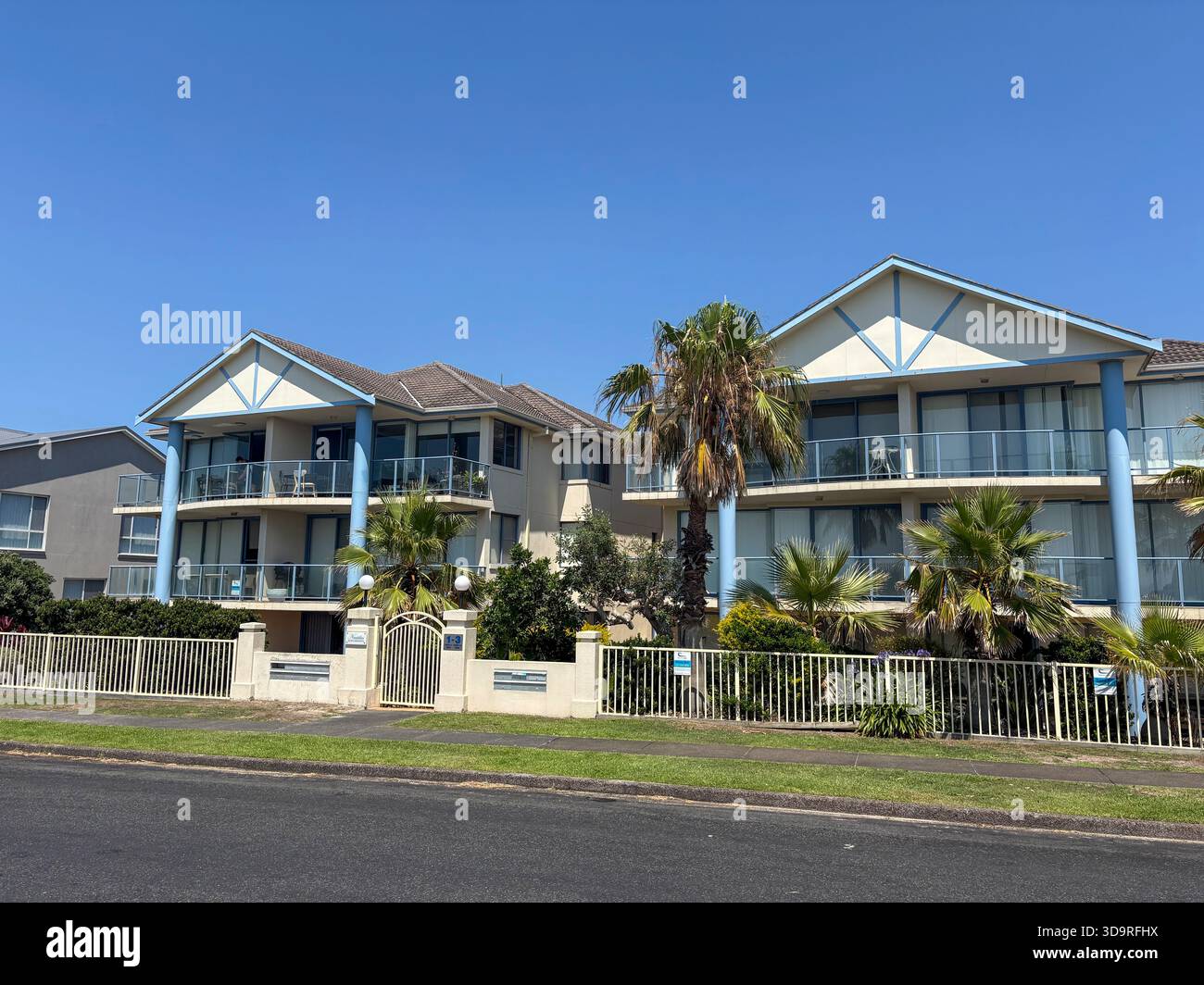 Hawks Nest town, New South Wales, holiday apartments in the Nautilus building on Beach Road, Australia - Smartphone Captured Stock Image