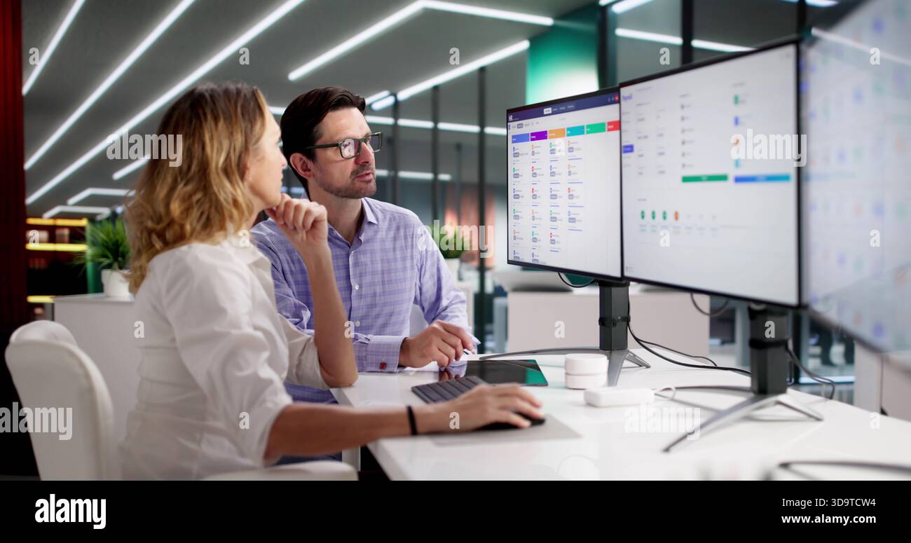 An HR Manager Using Software To Interview Talent For Staffing. Stock Photo