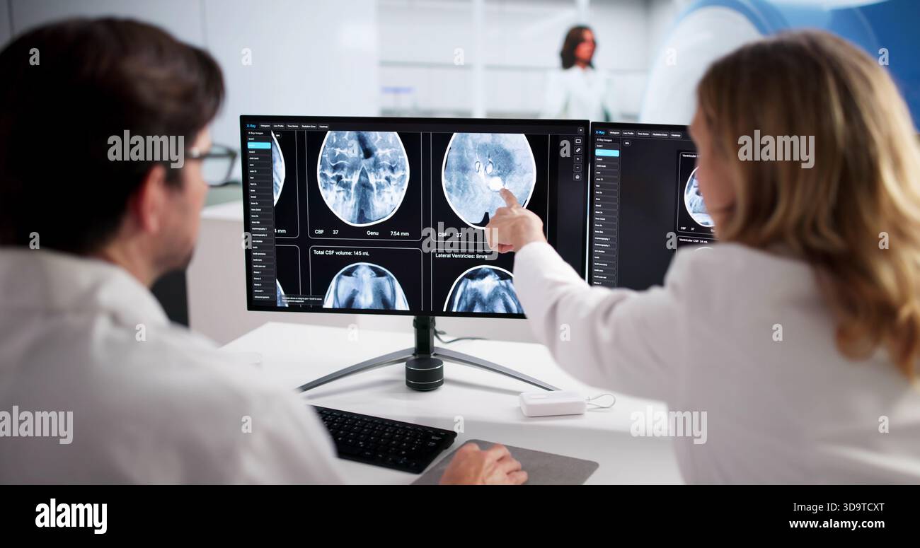 Expert Neuro Radiologist Analyzing MRI Brain Scan Using Cutting-Edge ...