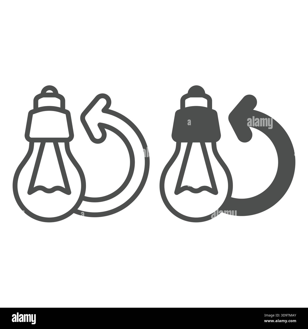Light bulb and replace arrow line and solid icon, electrician service ...