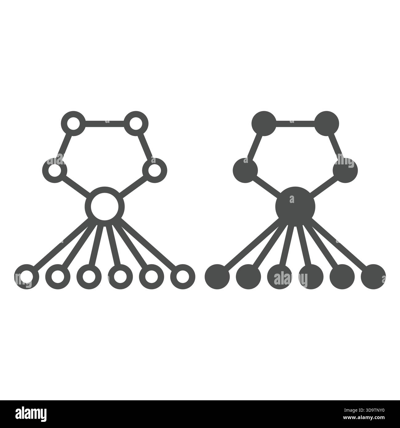 Polygonal net with connections line and solid icon, neural network ...