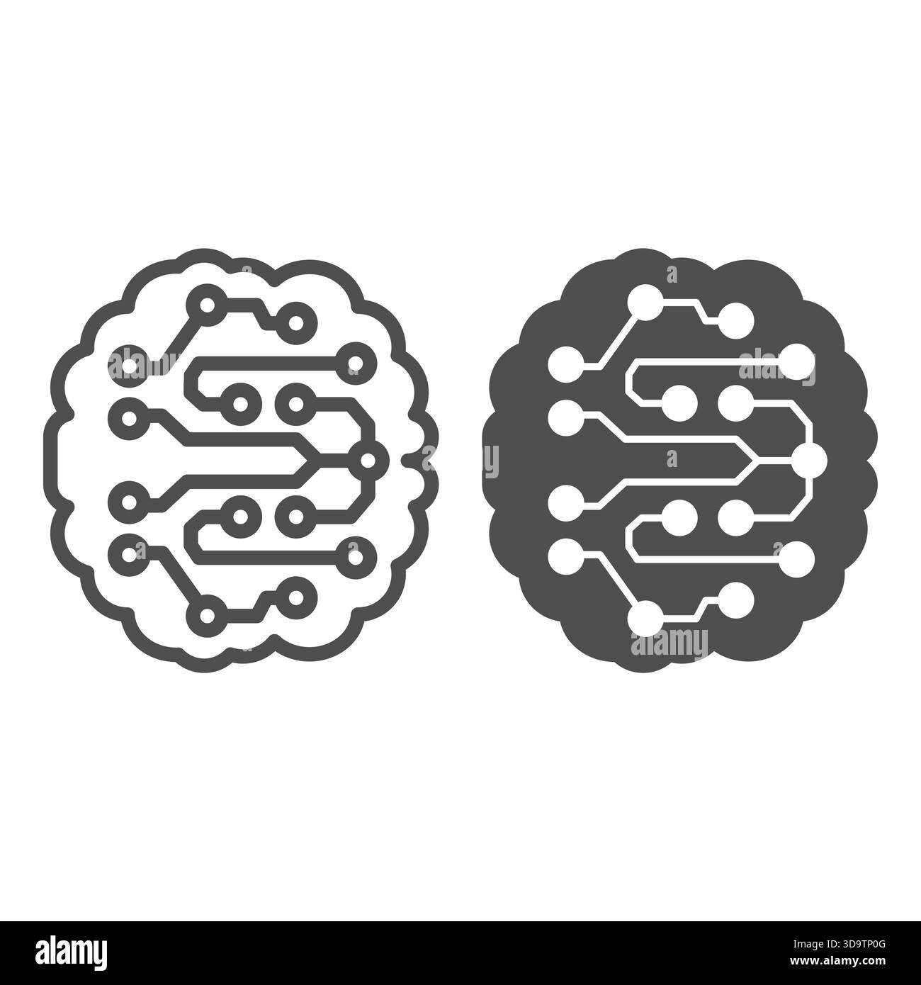 Neural net cloud line and solid icon, neural network concept. Vector graphics. Artificial intelligence brain, data training sign on white background, Stock Vector