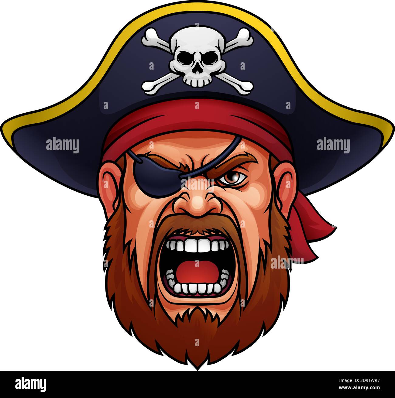 Pirate Captain Angry Mascot Cartoon Man Face Head Stock Vector Image ...