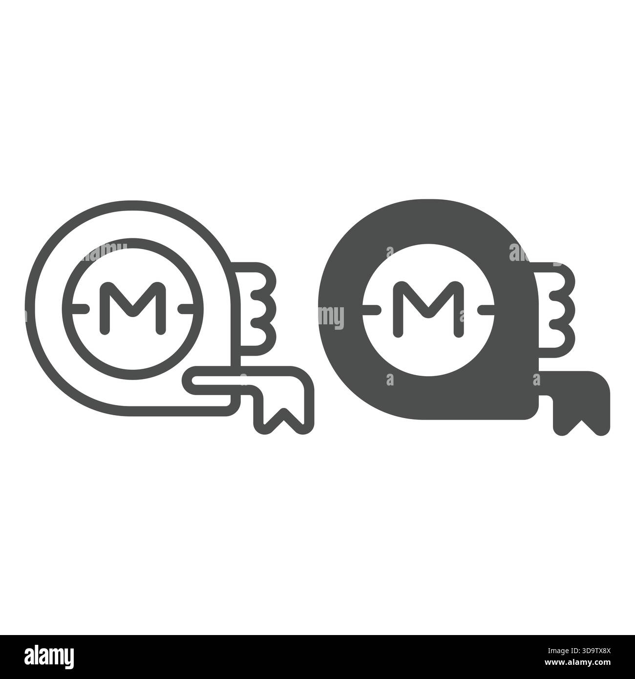 Ruler reel line and solid icon, builder instruments concept. Vector graphics. Meter measuring tool, construction sign on white background, outline sty Stock Vector