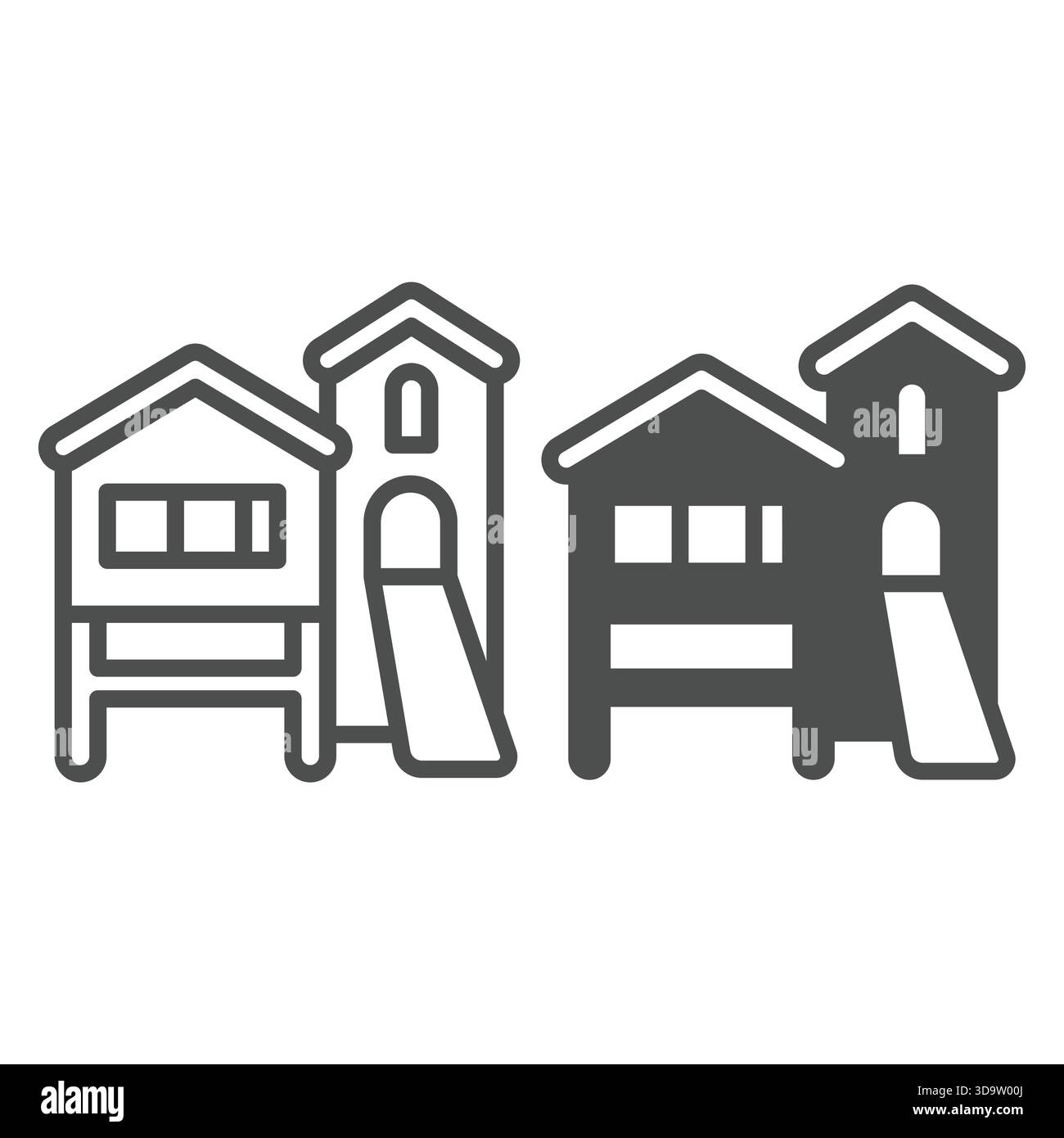Forester house line and solid icon, forestry concept. Vector graphics ...