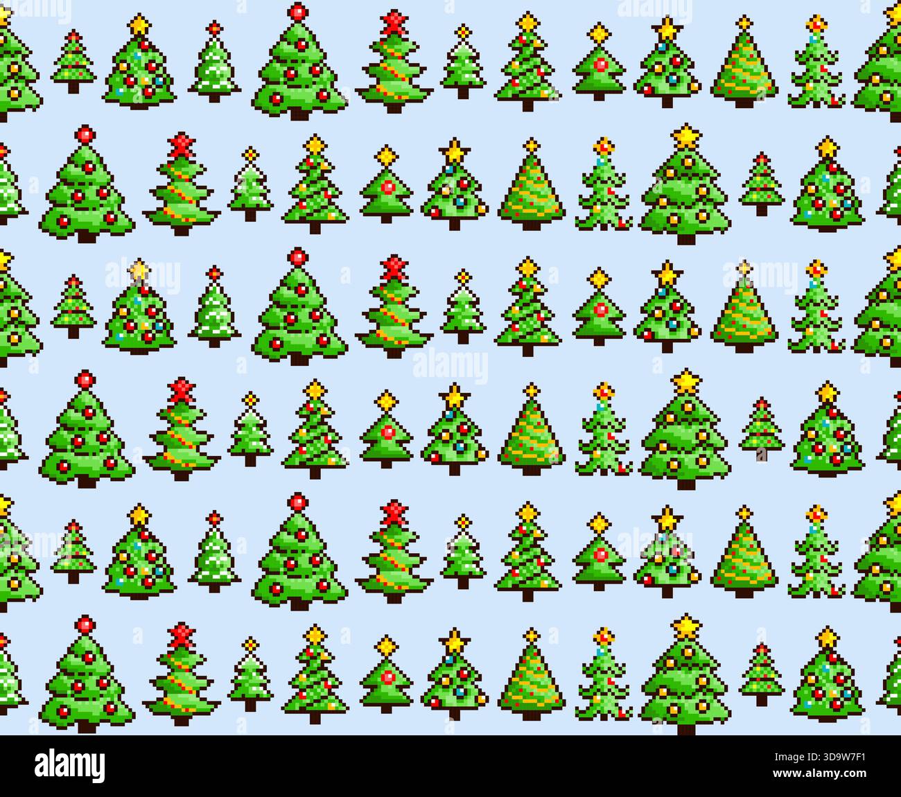 Seamless background with pixelated Christmas trees. Stock Vector