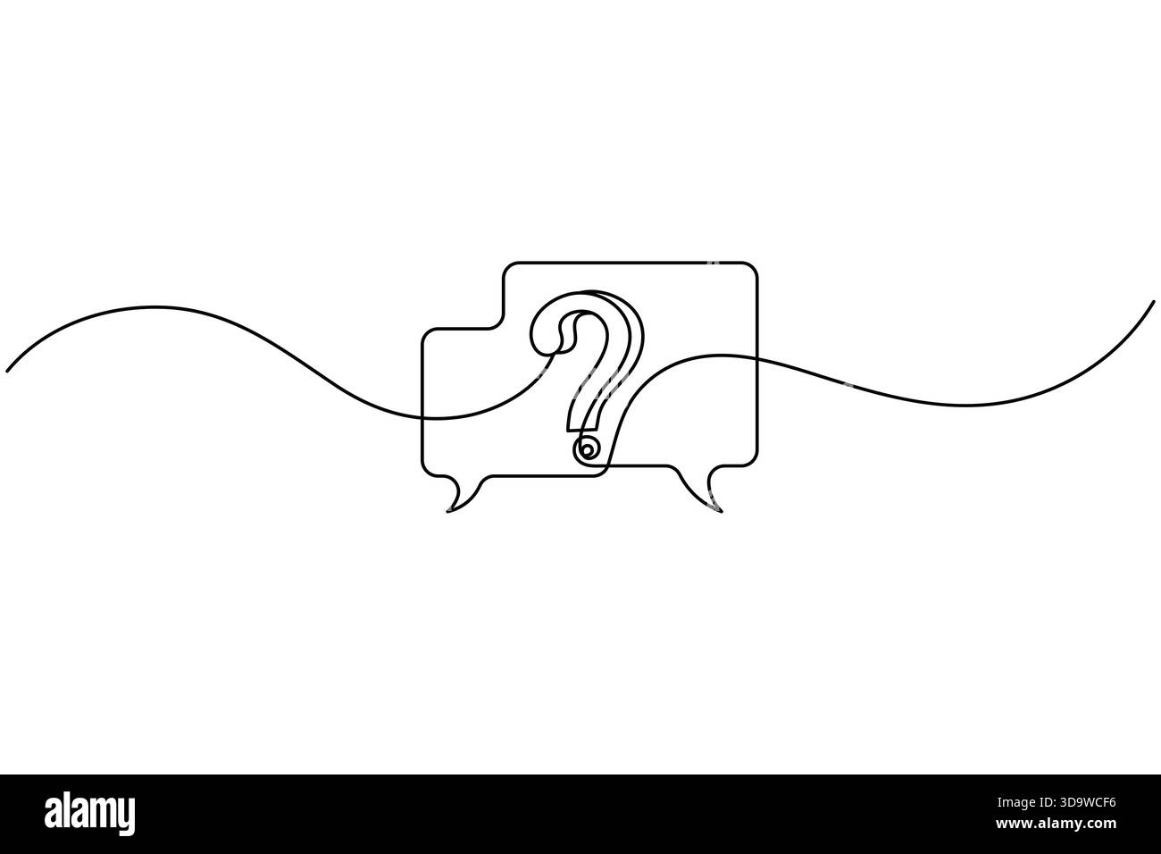 Question mark one line drawing minimalist speech bubble outline vector ...