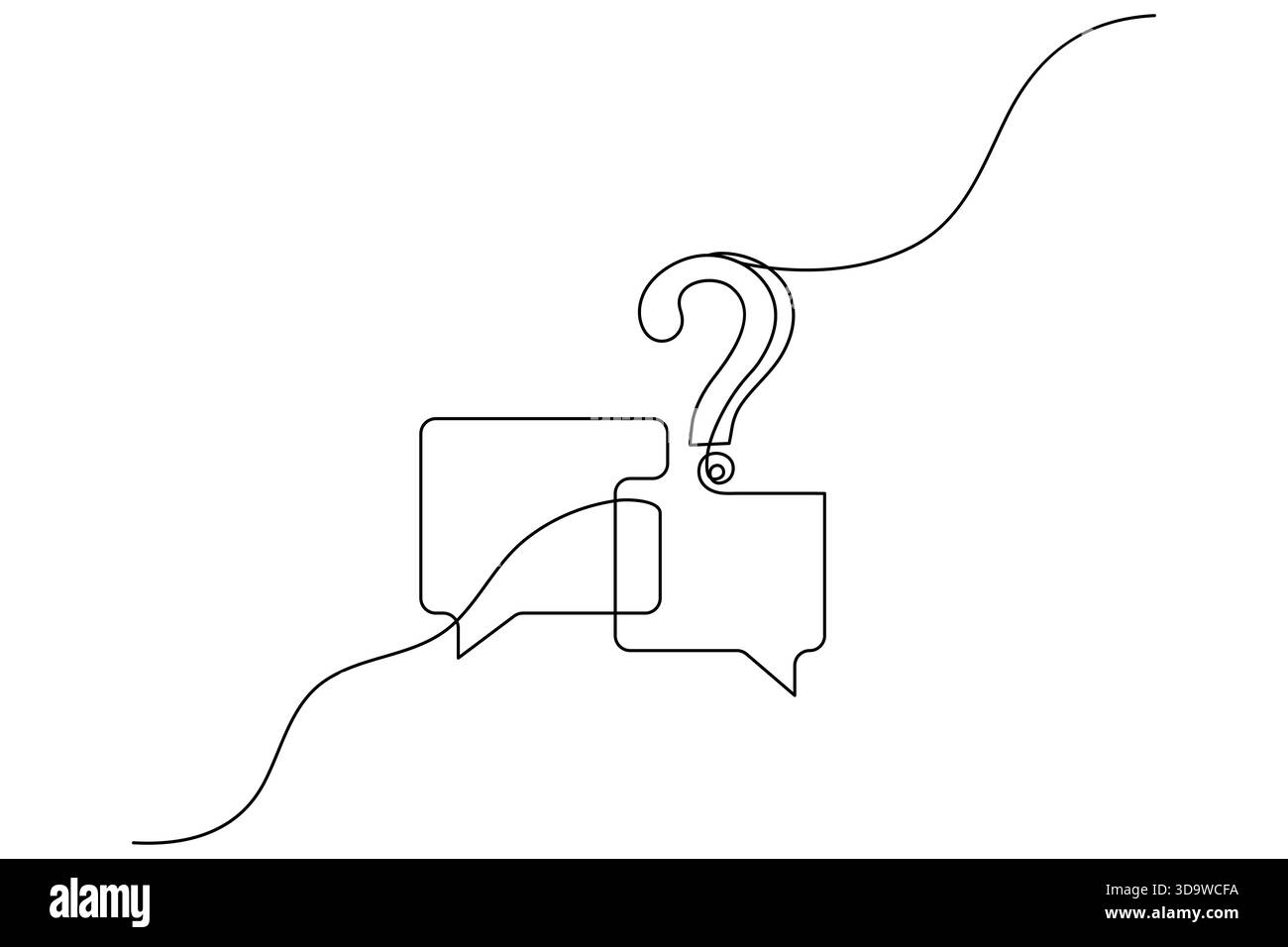 Question mark one line drawing minimalist speech bubble outline vector ...