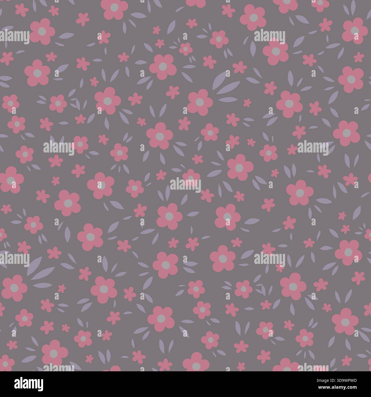 Gray Cute Floral Scatter Pattern Stock Vector