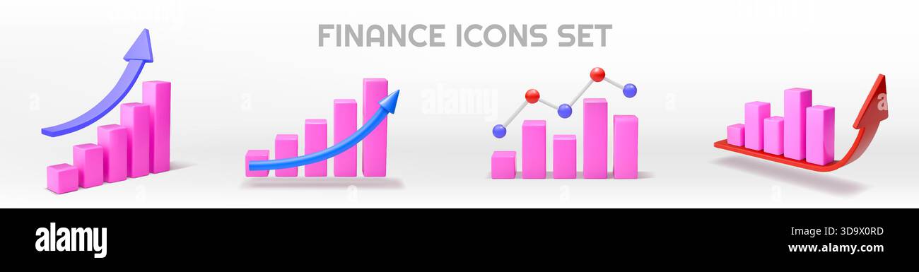 3D graph bar. Investment chart. Stock statistic info histogram with ...