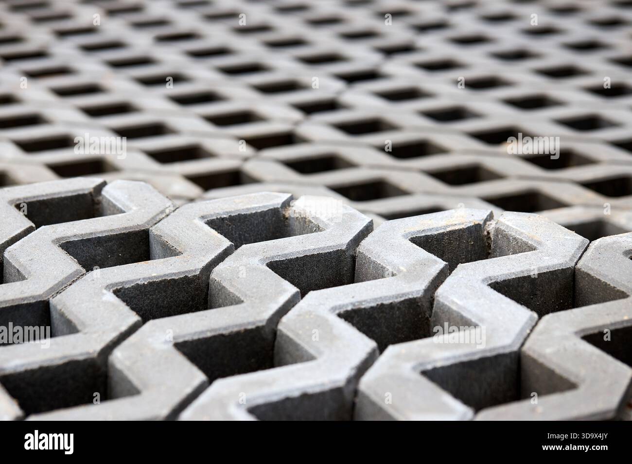 Checkered Concrete Cinder Tiles Of A Garden Sidewalk Lawn In Palette ...