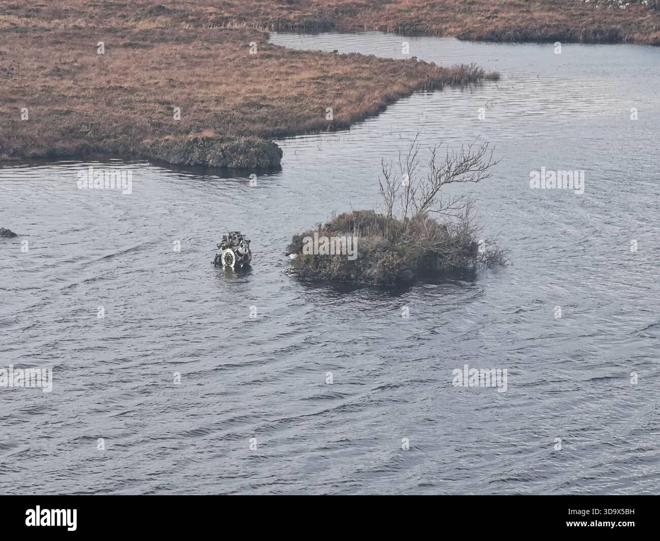 Twisted wreckage of B‑24H Liberator Sleepy Time Gal at the Fairy Lochs near Gairloch, the WWII crash site where the aircraft crashed on 13 June 1945. - Smartphone Captured Stock Image