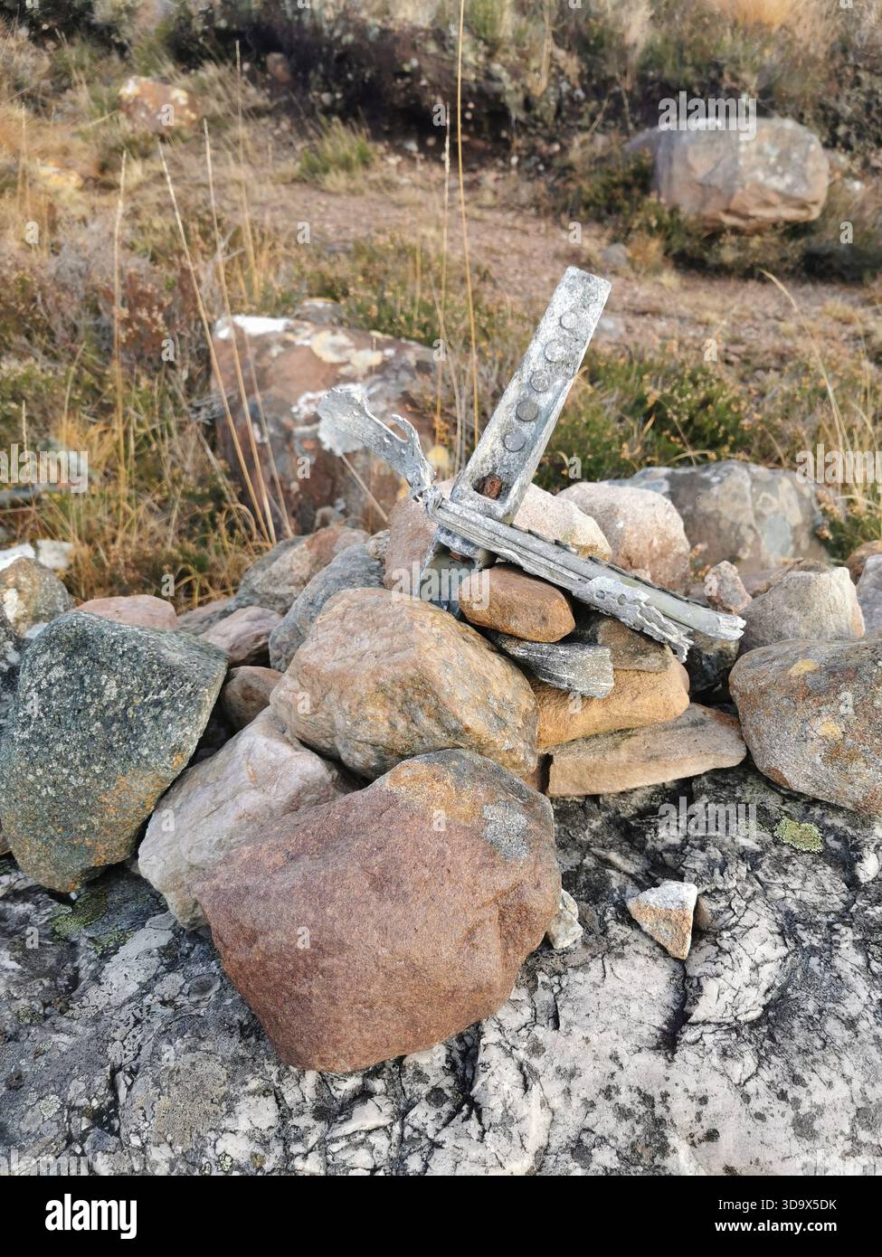 Twisted wreckage of B‑24H Liberator Sleepy Time Gal at the Fairy Lochs near Gairloch, the WWII crash site where the aircraft crashed on 13 June 1945. - Smartphone Captured Stock Image