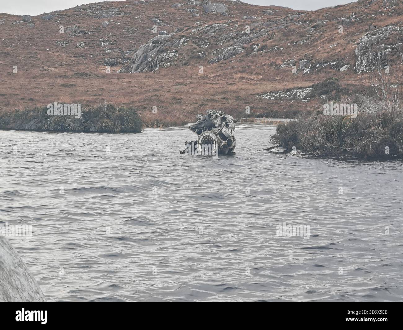 Twisted wreckage of B‑24H Liberator Sleepy Time Gal at the Fairy Lochs near Gairloch, the WWII crash site where the aircraft crashed on 13 June 1945. - Smartphone Captured Stock Image