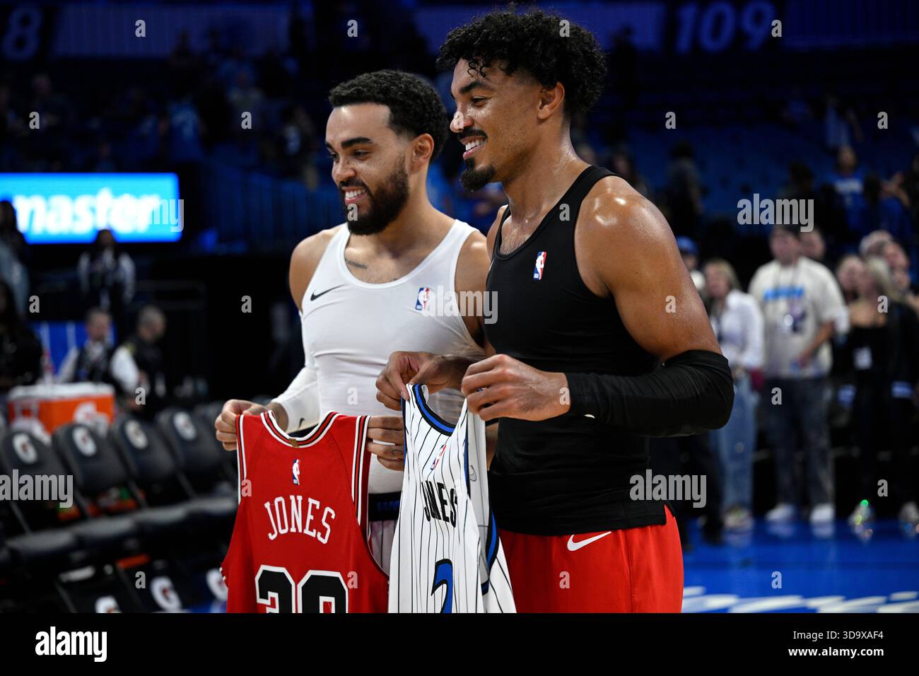 Tyus and Tre Jones swapping jerseys after a game, showcasing their respect for each other