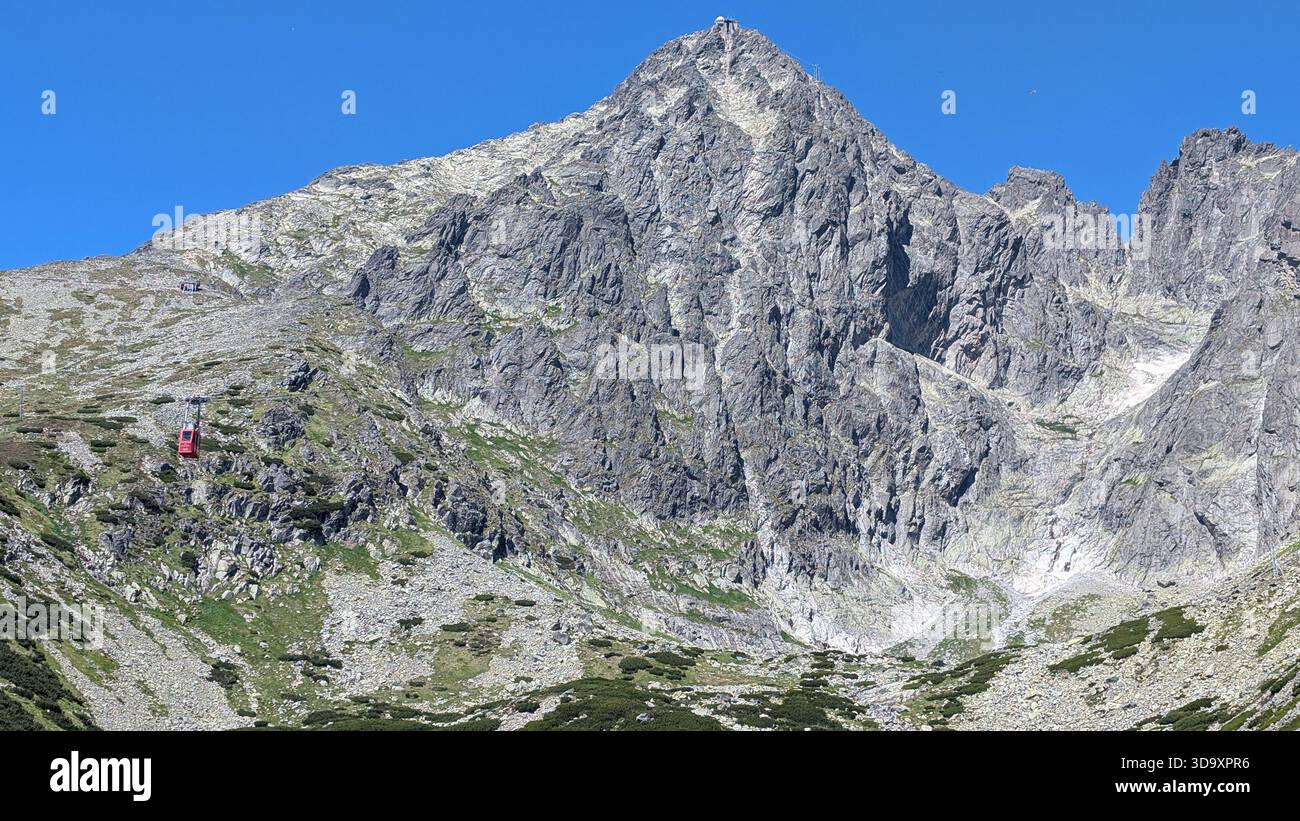 View from Skalnaté Pleso of the majestic Lomnický Peak with Slovakia’s ...