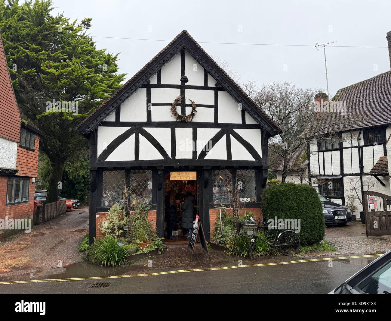 The real life location of the Marvellous Miniature Workshop BBC model series. Shere Pottage in Shere, Surrey Stock Photo