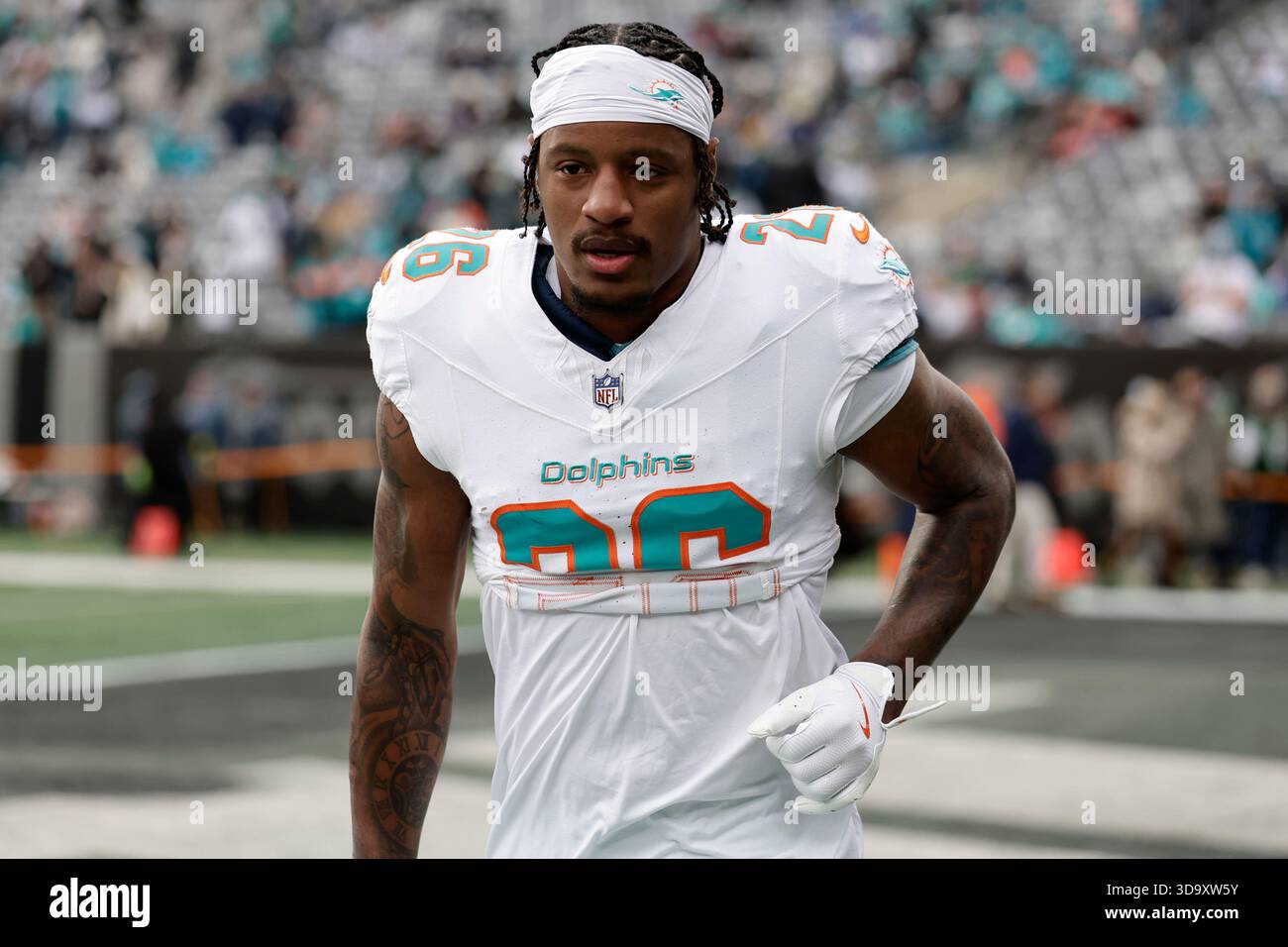 Miami Dolphins cornerback Rasul Douglas (26) warms up before playing ...