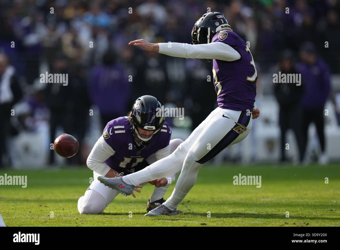 Tyler Loop Body Baltimore Ravens place kicker Tyler Loop (33) kicks field goal assisted ...