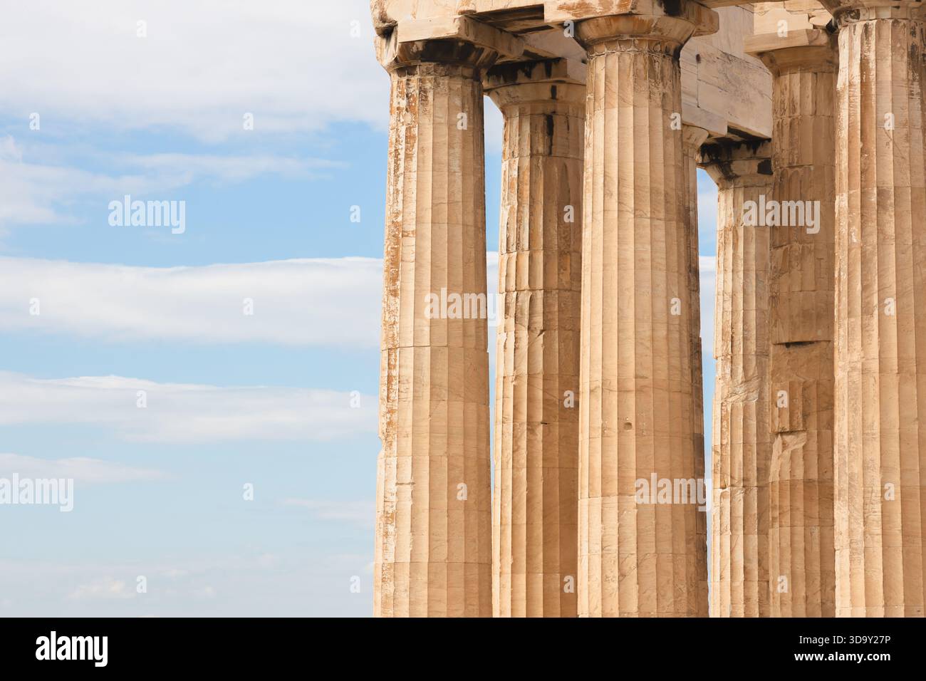 A detailed close-up of the Doric columns and marble architecture of the ...