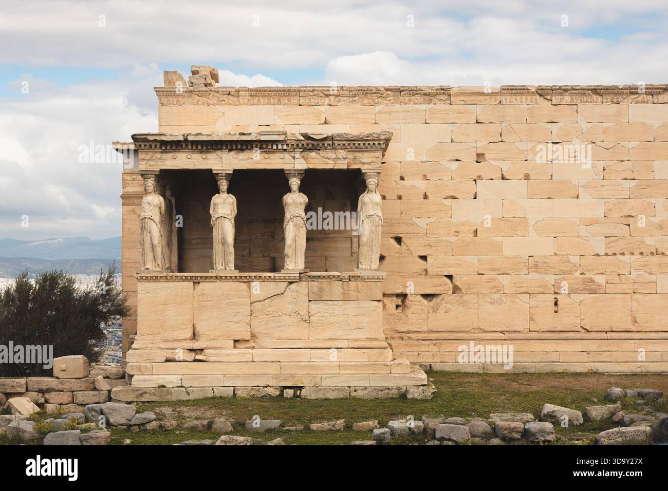 The ancient Erechtheion on the Acropolis in Athens, Greece, features ...