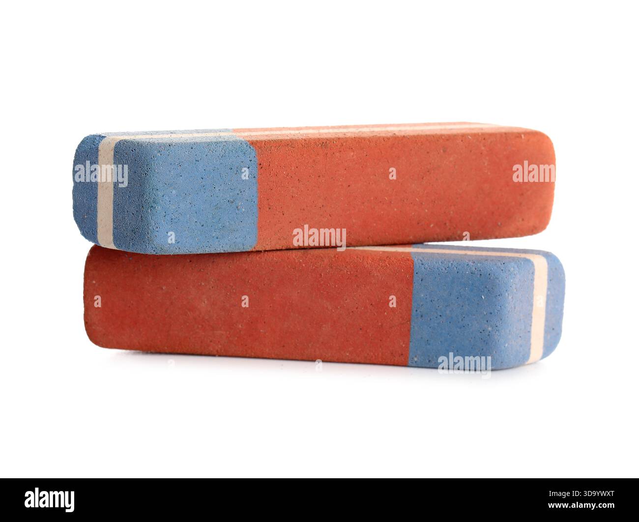 School erasers on white background Stock Photo