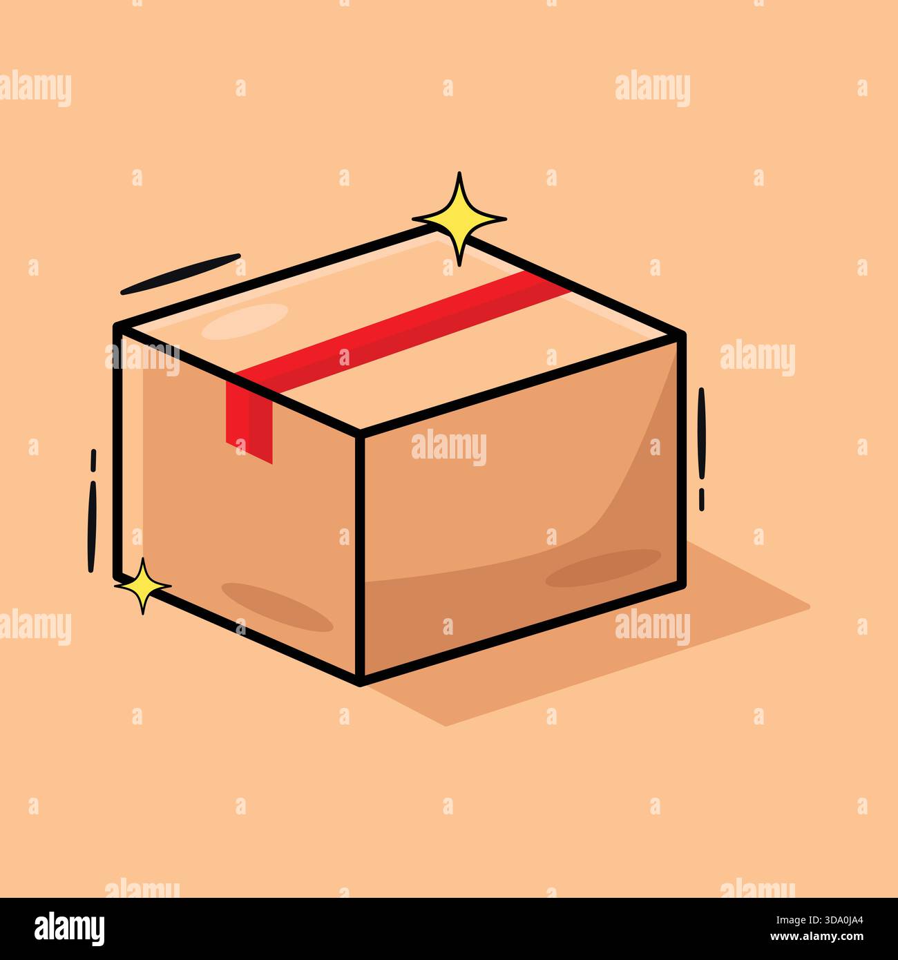 A simple isometric style cardboard box illustration Stock Vector