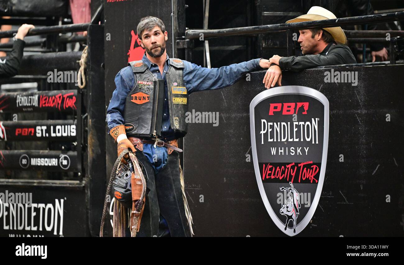 ST. LOUIS, IA - DECEMBER 07: Bullrider Eli Vastbinder reflects on his ...