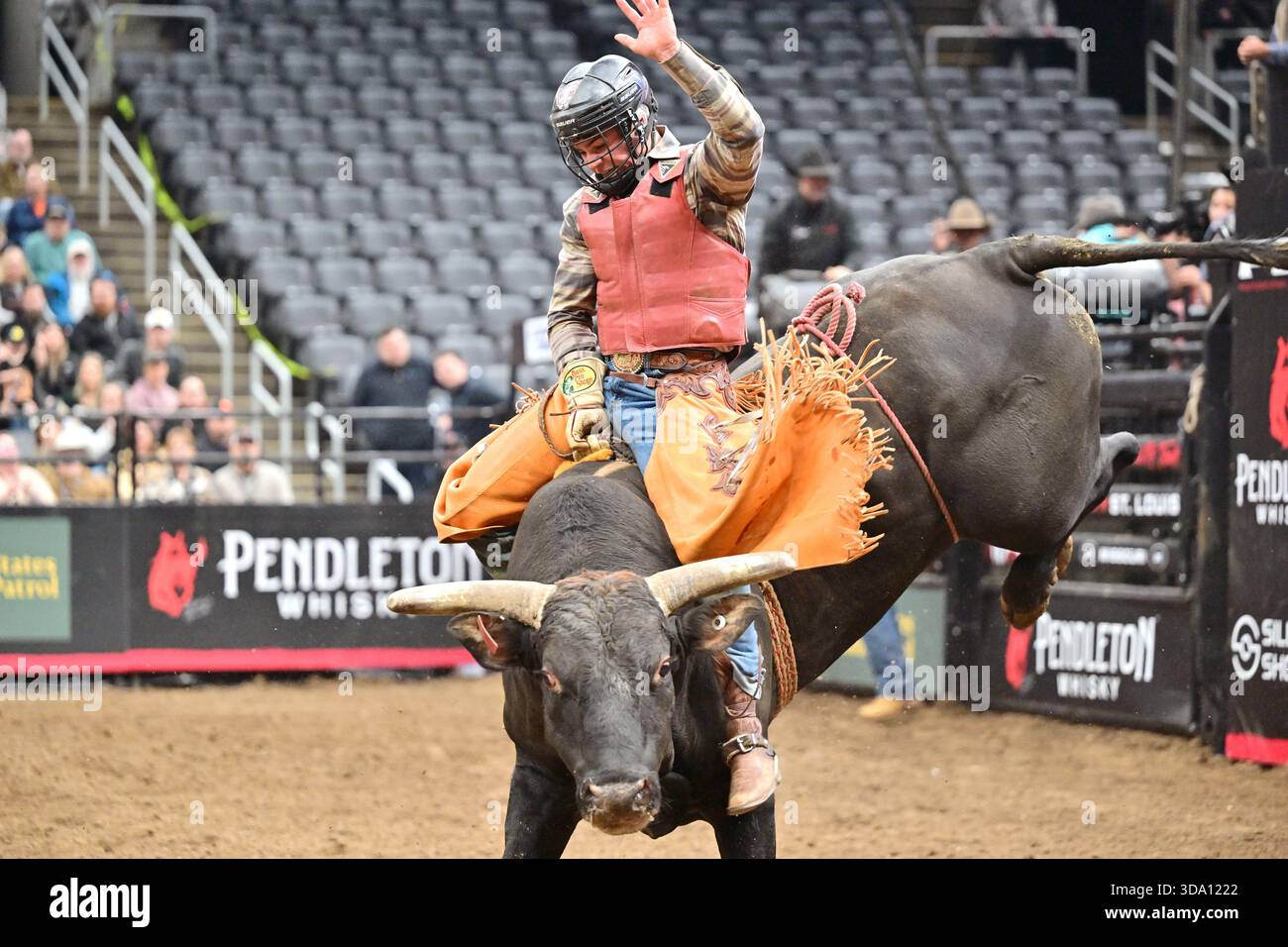 ST. LOUIS, IA - DECEMBER 07: Bullrider Kade Madsen as seen riding the ...