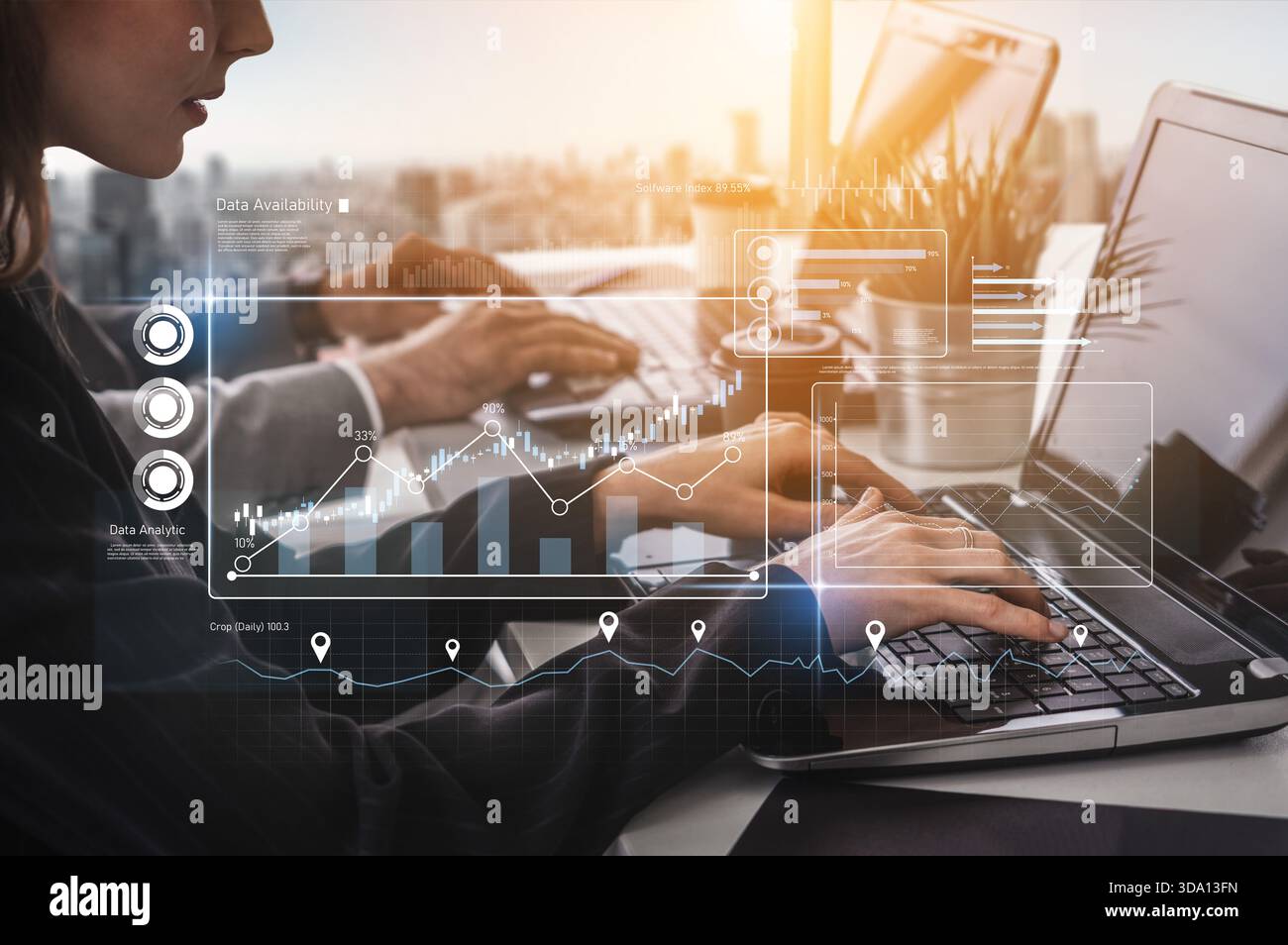 High-tech data visualization dashboard for analytics and performance ...