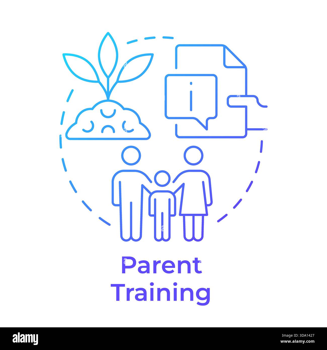 Parent training blue gradient concept icon Stock Vector