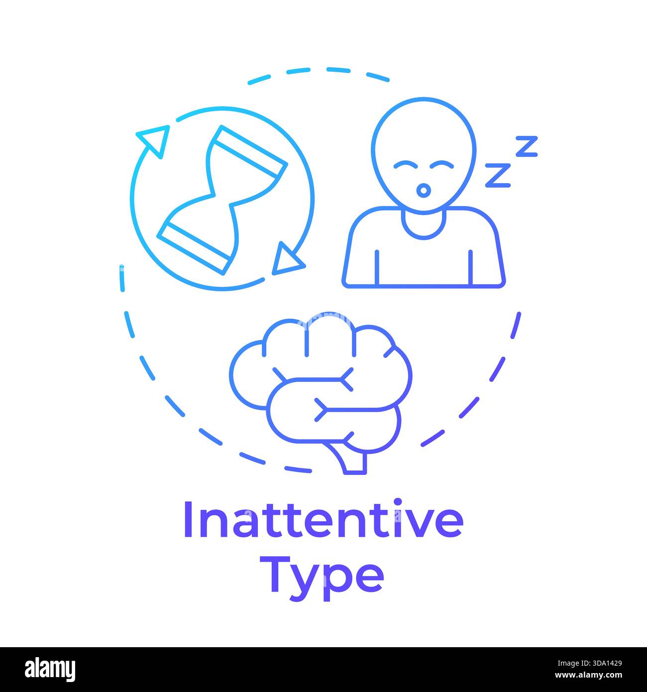 Inattentive type blue gradient concept icon Stock Vector
