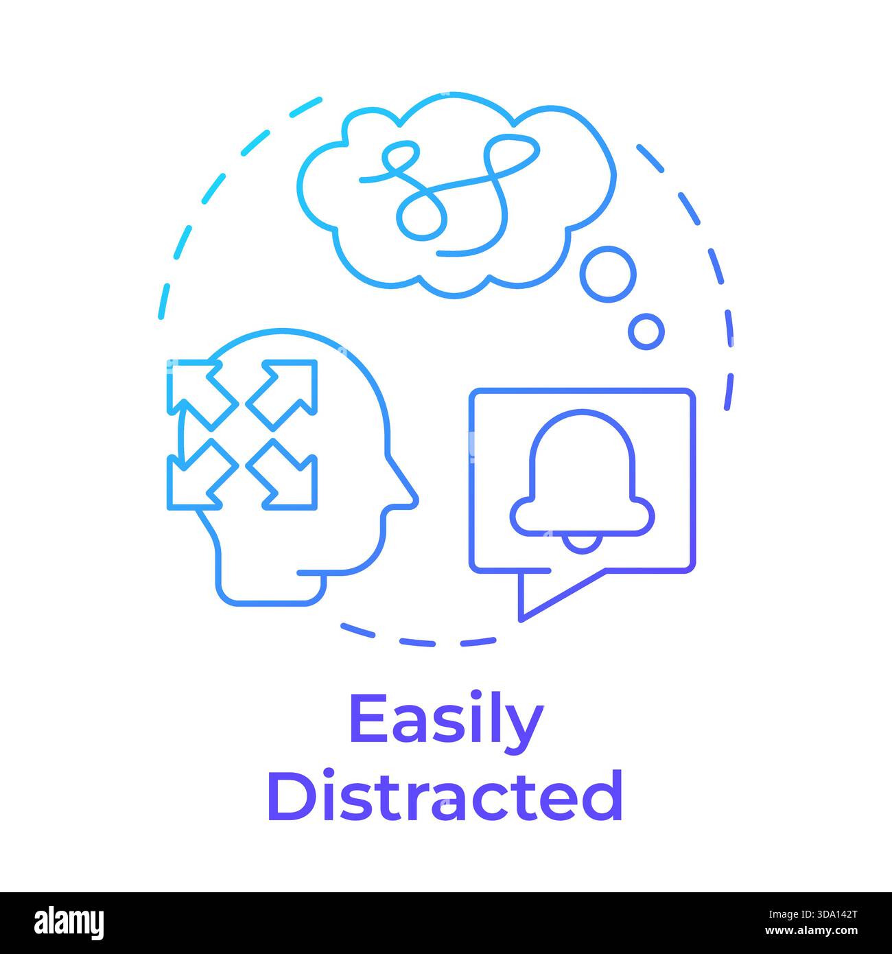 Easily distracted blue gradient concept icon Stock Vector
