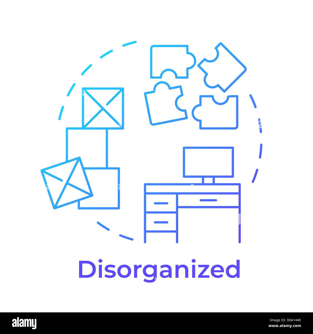 Disorganized blue gradient concept icon Stock Vector