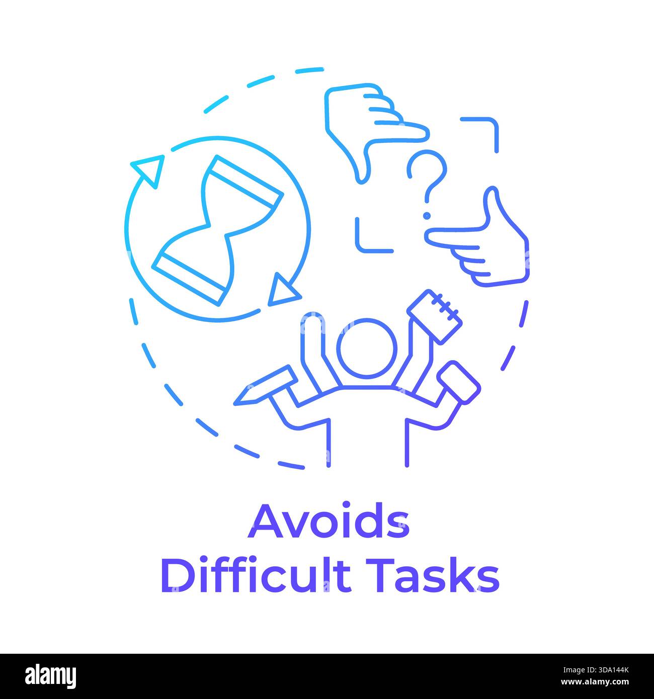 Avoids difficult tasks blue gradient concept icon Stock Vector