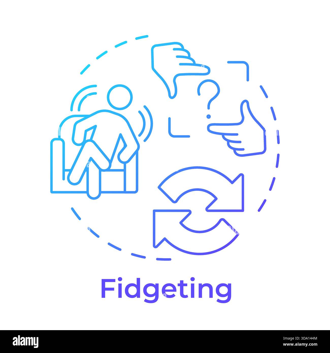 Fidgeting blue gradient concept icon Stock Vector