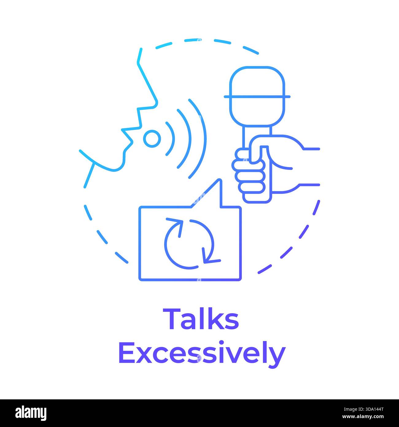 Talks excessively blue gradient concept icon Stock Vector