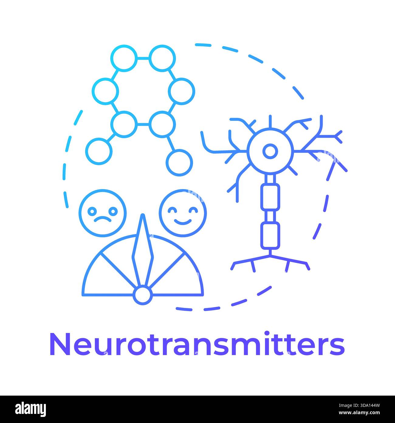 Neurotransmitters blue gradient concept icon Stock Vector