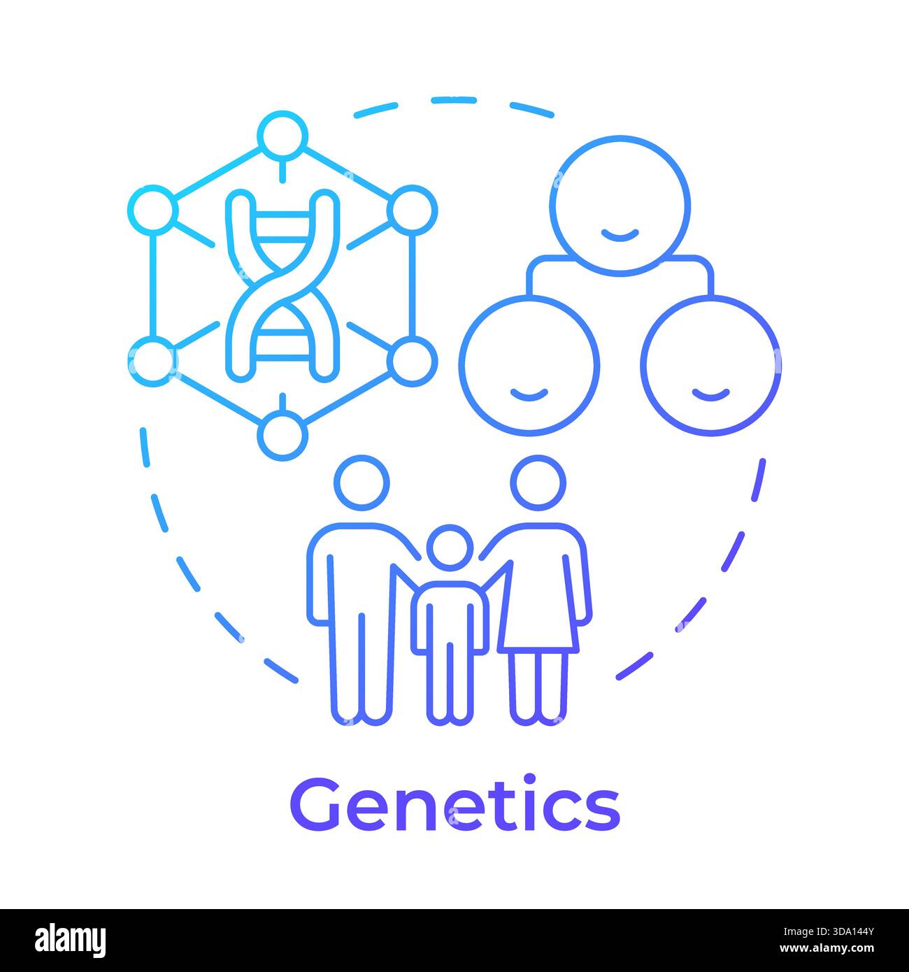 Genetics blue gradient concept icon Stock Vector
