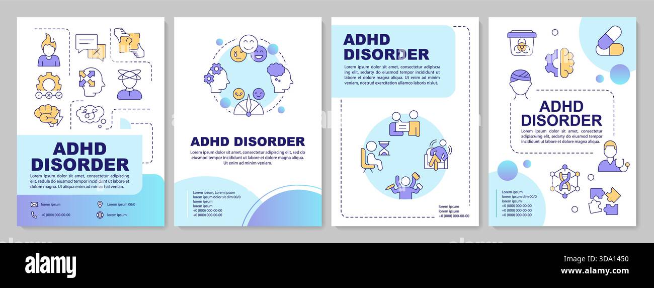 ADHD disorder blue gradient brochure layout Stock Vector Image & Art ...